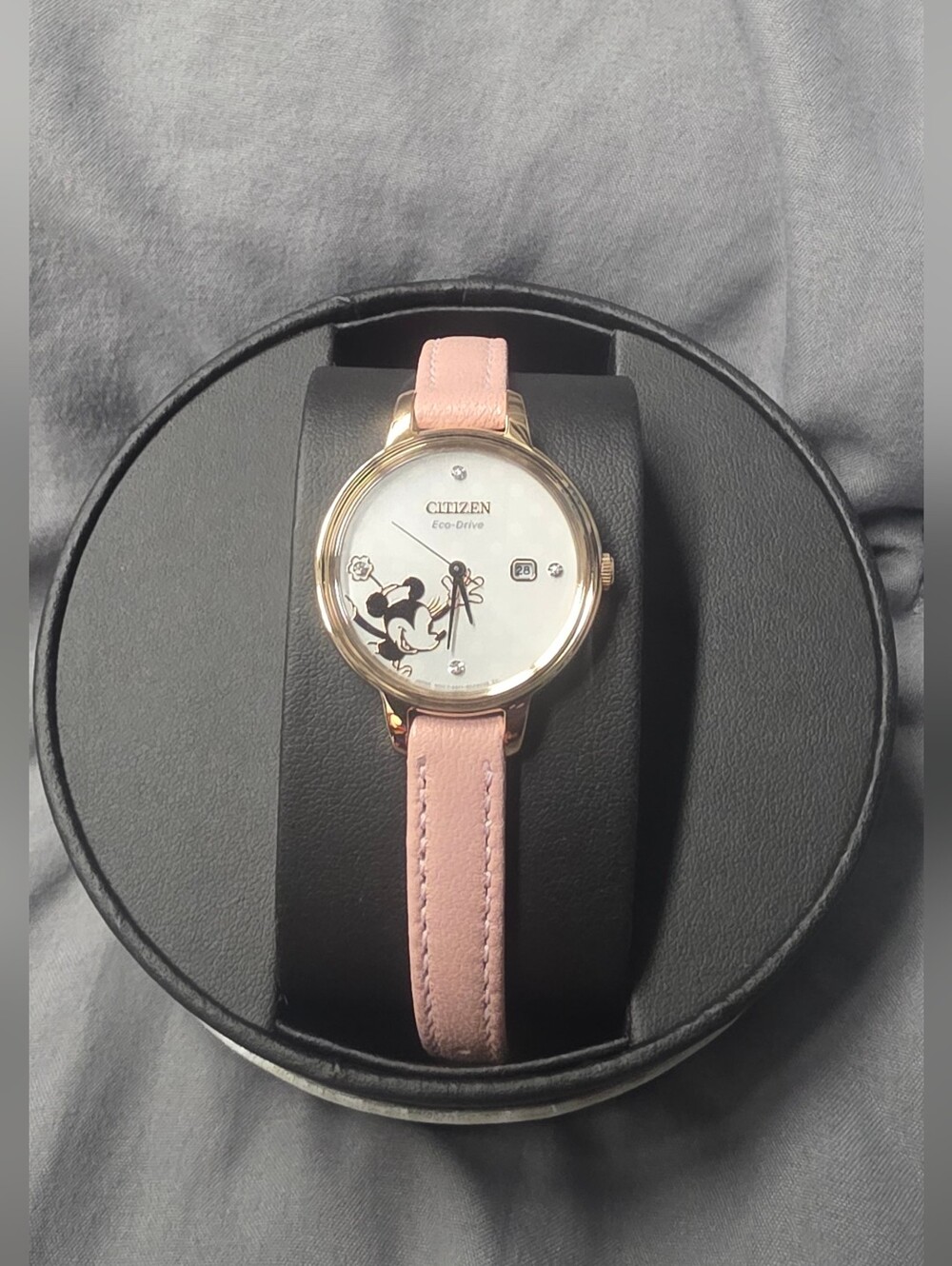 Citizen Eco-Drive Womens Disney Minnie Mouse Diamond Accent Watch EW2448-01W New